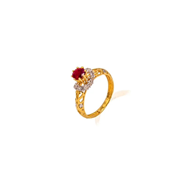 Color Stone Gold Ring 54