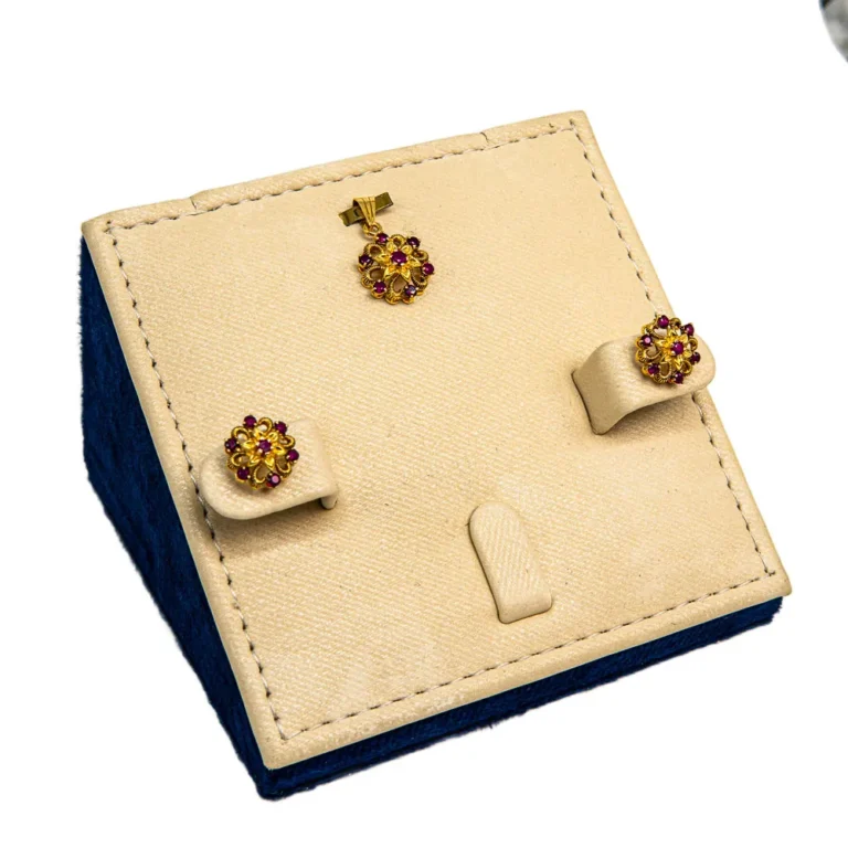 Ruby Blossom Pendant Set