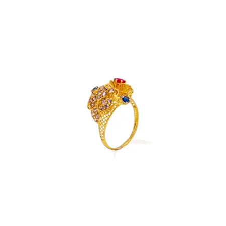 Color Stone Gold Ring 04